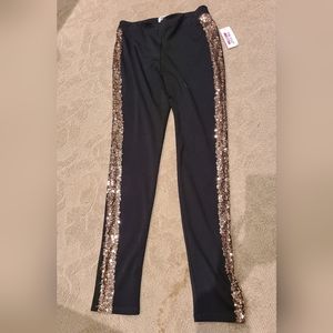 The Edit by seventeen black slacks with gold sequin trim NWT